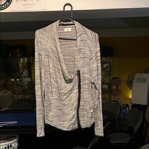 Lou & Grey Heather Gray Drape Blazer